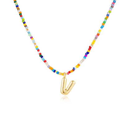 🌈 Letter Beaded Necklace for Women🔤A-Z