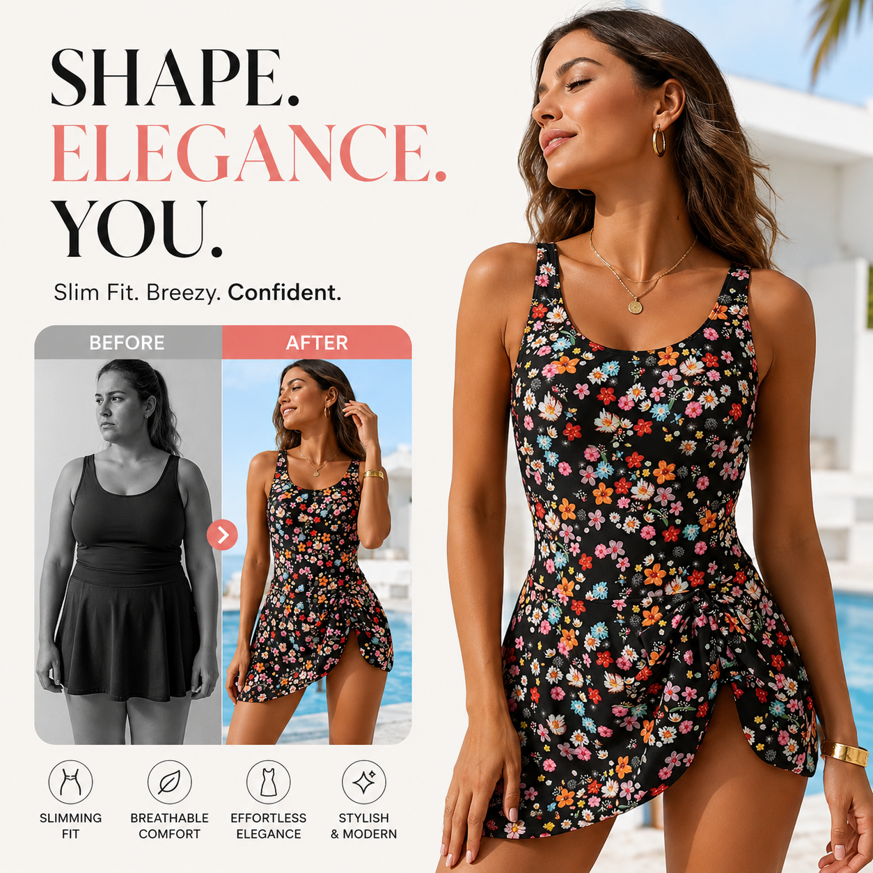 👙 49% OFF NOW!✨ Women's Tummy Control Tie Knot Swimsuit with Skirt – Full Coverage & Built-in Bra – Summer Essential 🌊