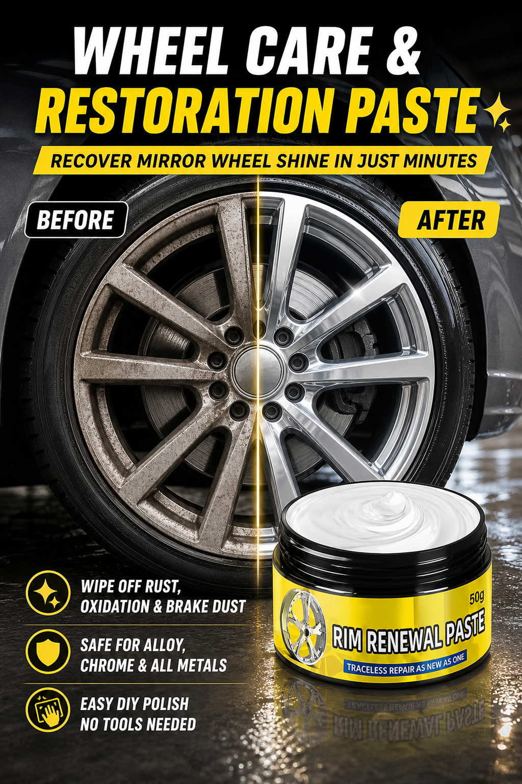 🏆 Last Day Special Price!🎁All-in-One Wheel Care & Restoration Paste