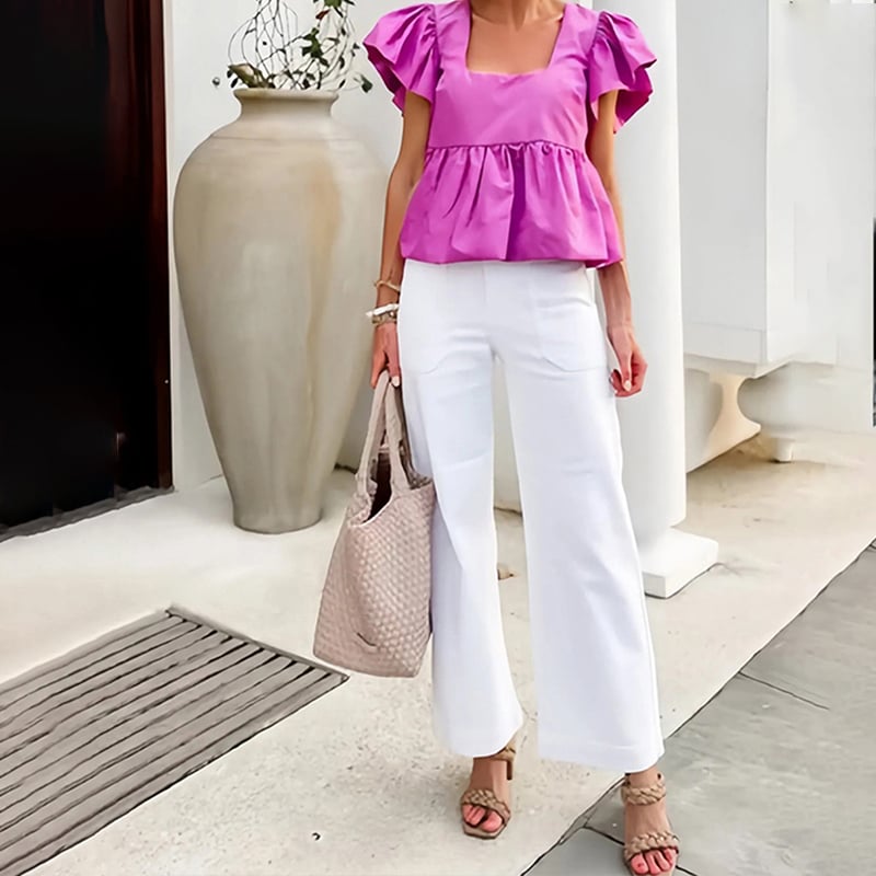 💥2025 HOT SALE💕Stretch Twill Cropped Wide Leg Pants