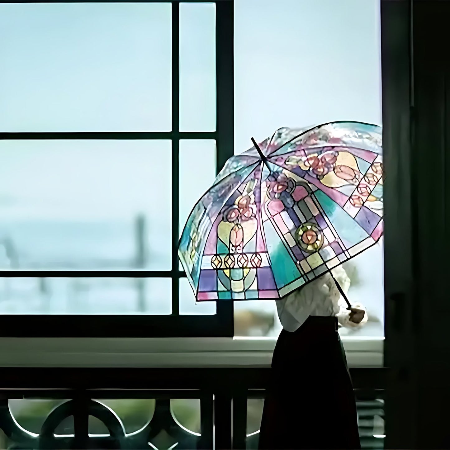 🔥Hot Sale 49% OFF💦 -Vintage Stained Glass Automatic Umbrella