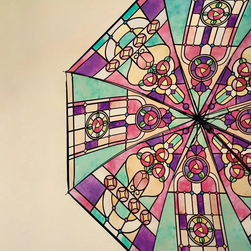 🔥Hot Sale 49% OFF💦 -Vintage Stained Glass Automatic Umbrella