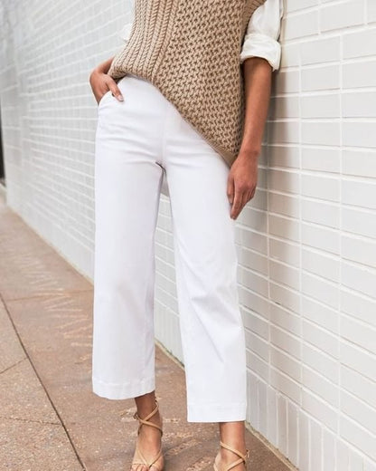 💥2025 HOT SALE💕Stretch Twill Cropped Wide Leg Pants