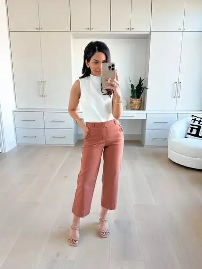 💥2025 HOT SALE💕Stretch Twill Cropped Wide Leg Pants