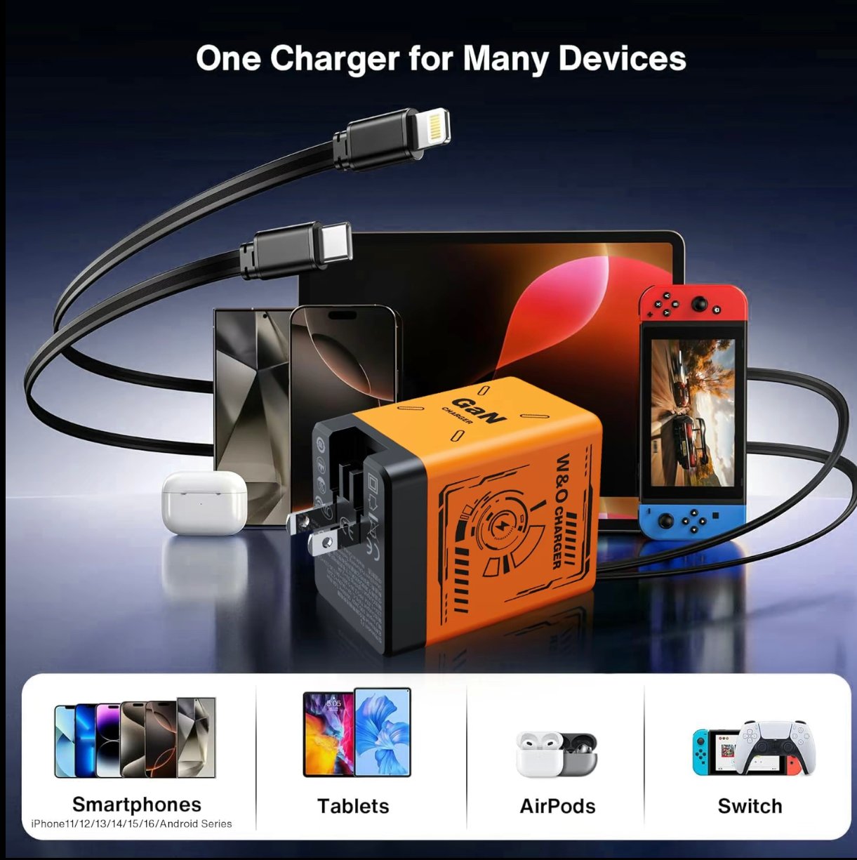 🔥W&O 2-in-1 GaN 20W Fast Charger, Best Gifts