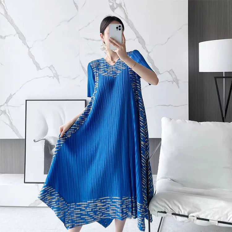 💥Hot Sales-49% OFF🔥Midi Sleeve Pleated V-Neck Loose Dress