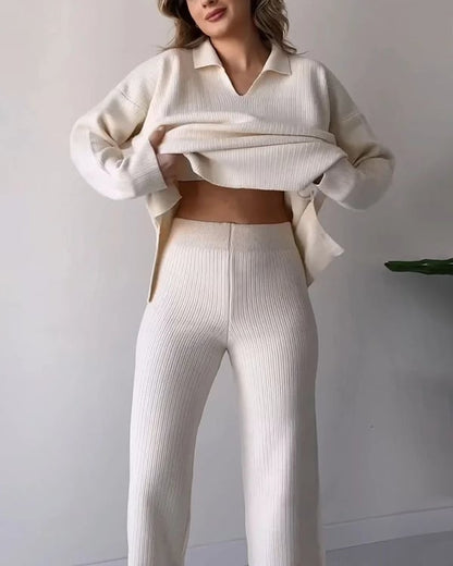 🔥V-Neck Casual Slit Knitted Two-Piece Set