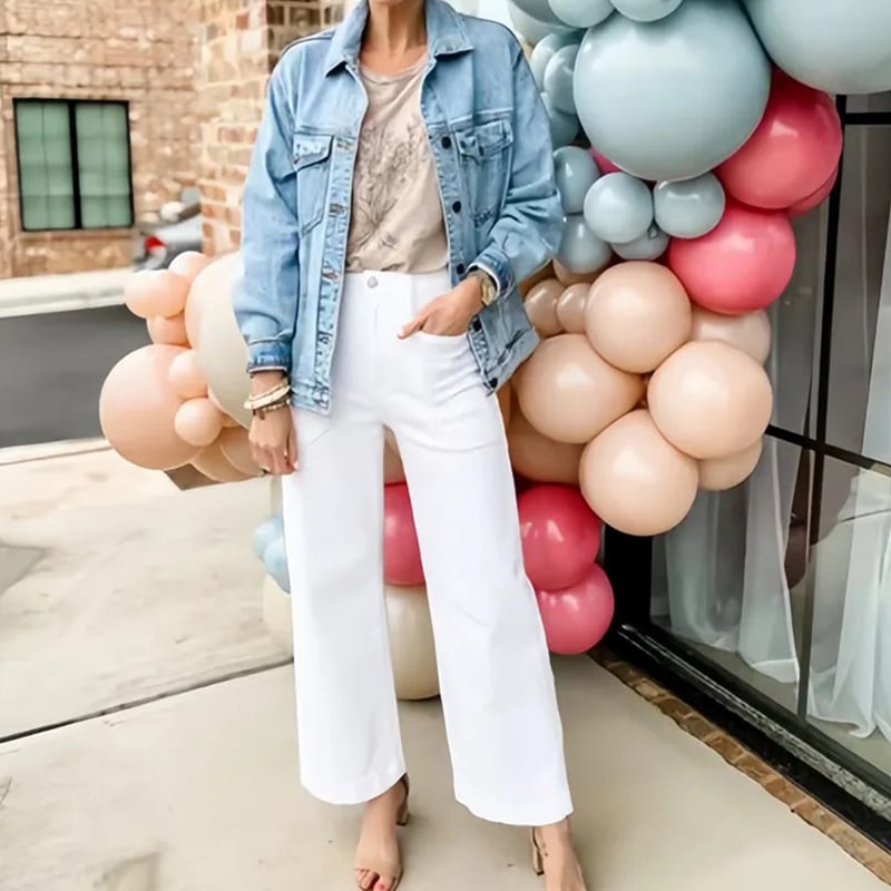 💥2025 HOT SALE💕Stretch Twill Cropped Wide Leg Pants