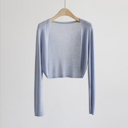 ✨Sun knit Cardigan Women's thin ice silk Coat shawl air-conditioned shirt with slip skirt