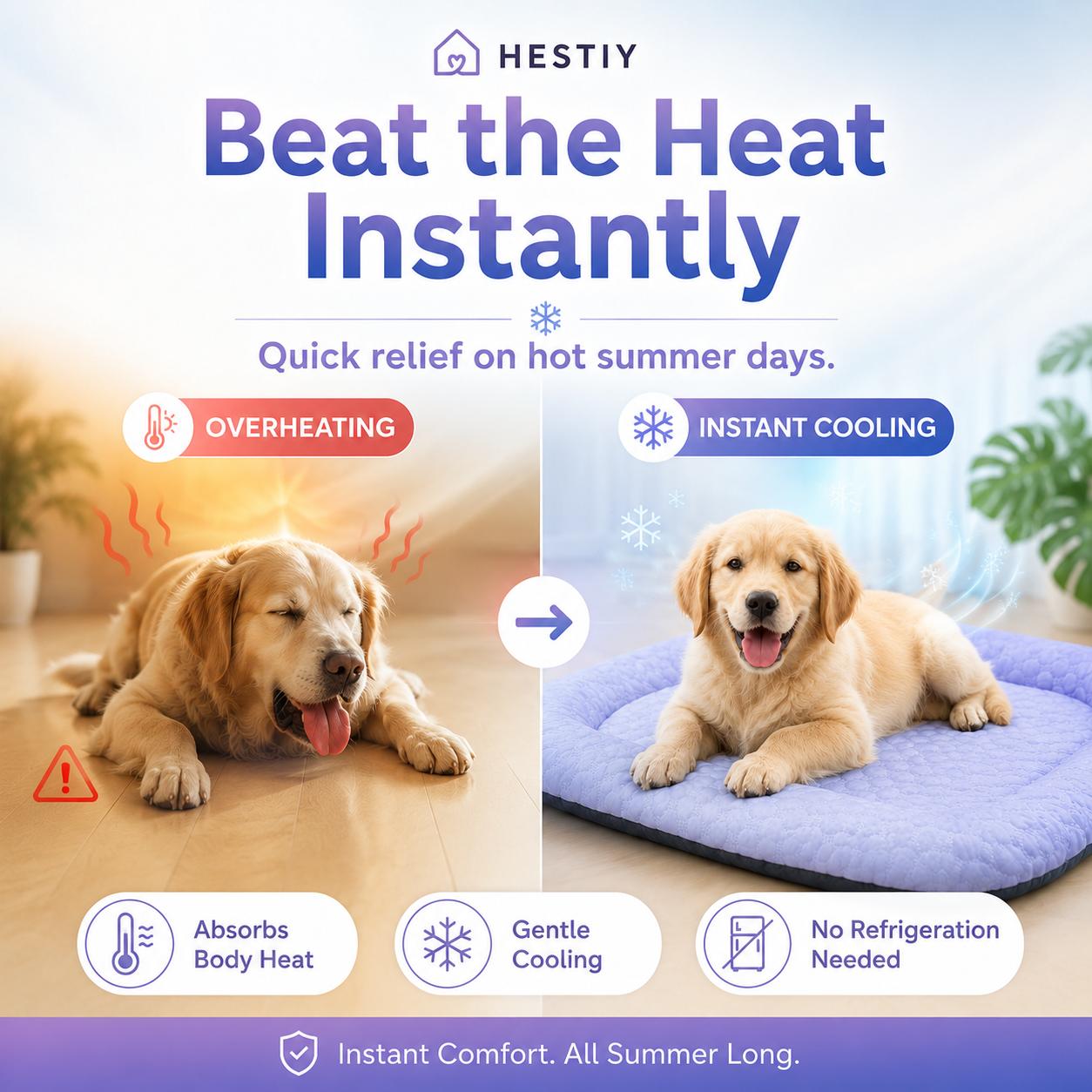 🐶🐱❄️Cooling Gel Mat for Pets Summer Heat Relief Pad Breathable Non-Toxic Cool Sleeping Mat for Dogs Cats