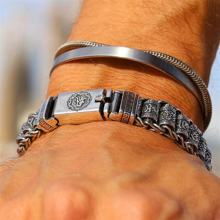 🙏 Lucky Prayer & Protection | Tibetan Wheel Bracelet in 925 Silver | Daily Wear Charm 🔮【60% OFF】