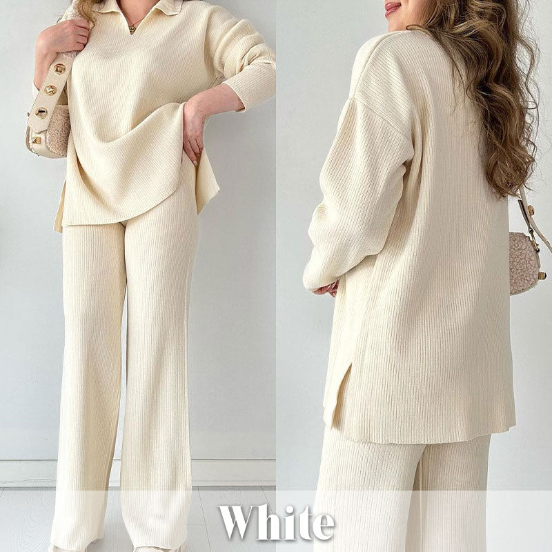 🔥V-Neck Casual Slit Knitted Two-Piece Set