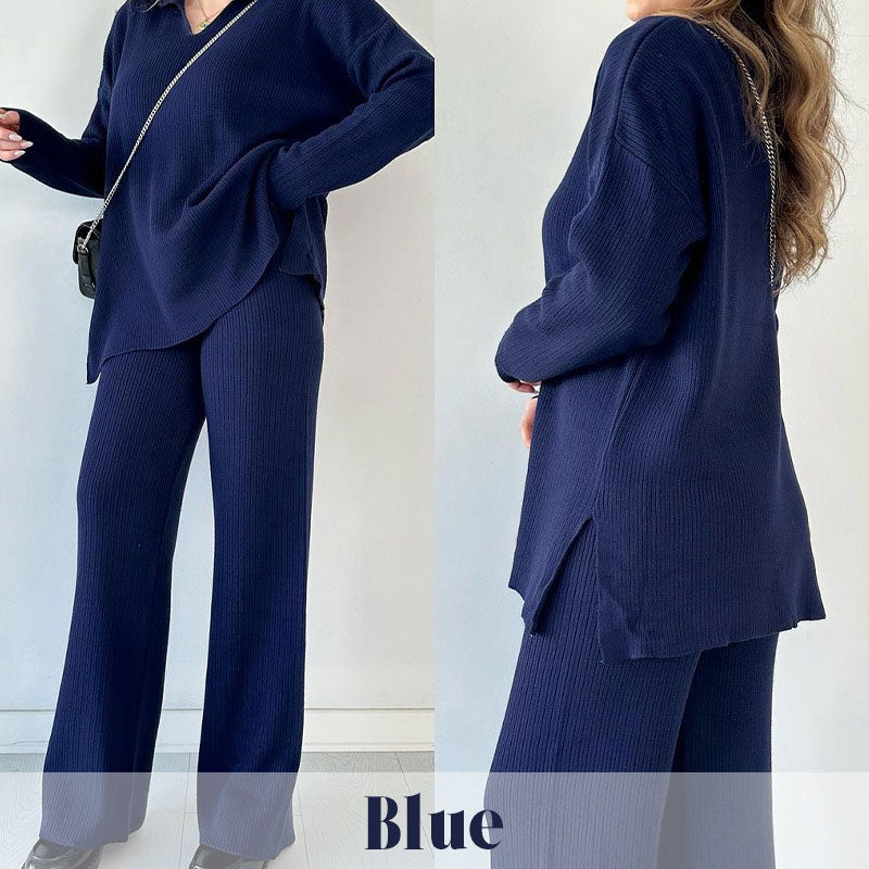 🔥V-Neck Casual Slit Knitted Two-Piece Set