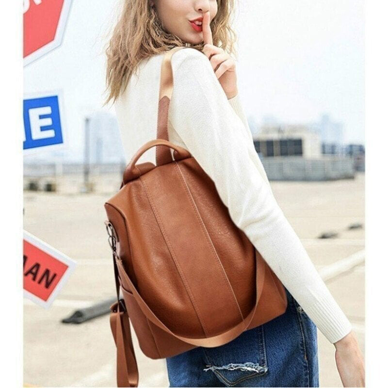 🍂limited edition leather ladies' anti-theft backpack
