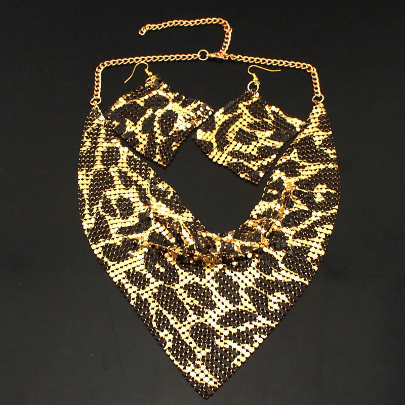 Gift Choice - Sparkling Beaded Silk Scarf Shaped Necklace Earrings Set