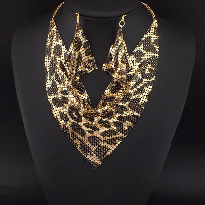 Gift Choice - Sparkling Beaded Silk Scarf Shaped Necklace Earrings Set