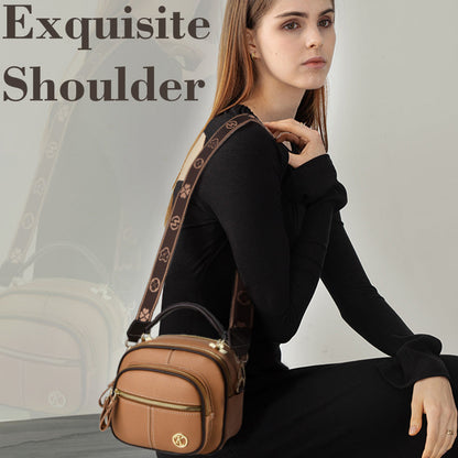 ✨Classic Multifunctional Compartments Adjustable Wide Shoulder Strap PU Leather Crossbody Bag