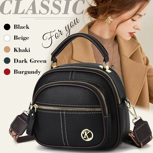 ✨Classic Multifunctional Compartments Adjustable Wide Shoulder Strap PU Leather Crossbody Bag
