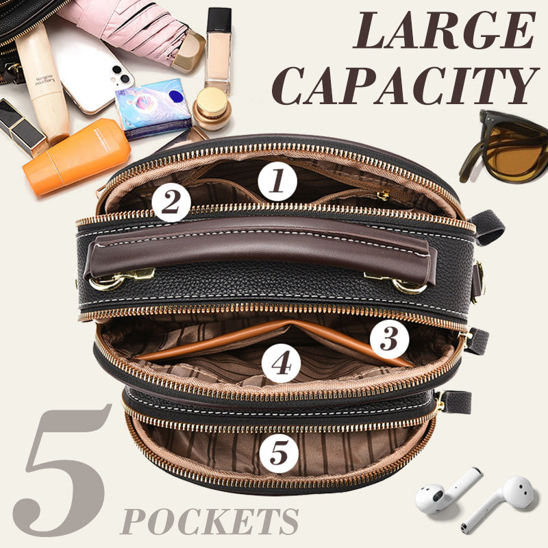 ✨Classic Multifunctional Compartments Adjustable Wide Shoulder Strap PU Leather Crossbody Bag