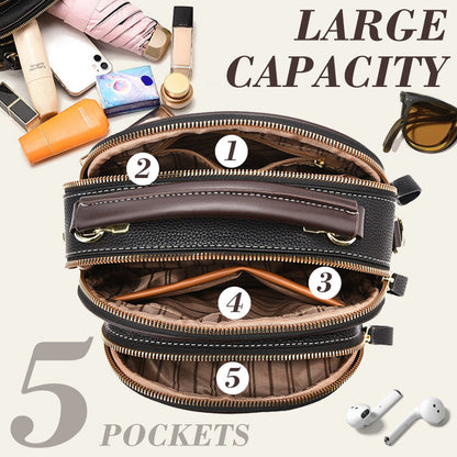 ✨Classic Multifunctional Compartments Adjustable Wide Shoulder Strap PU Leather Crossbody Bag