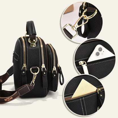 ✨Classic Multifunctional Compartments Adjustable Wide Shoulder Strap PU Leather Crossbody Bag
