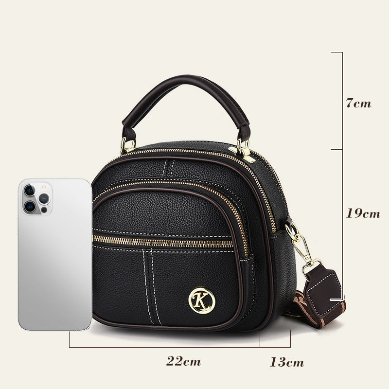 ✨Classic Multifunctional Compartments Adjustable Wide Shoulder Strap PU Leather Crossbody Bag