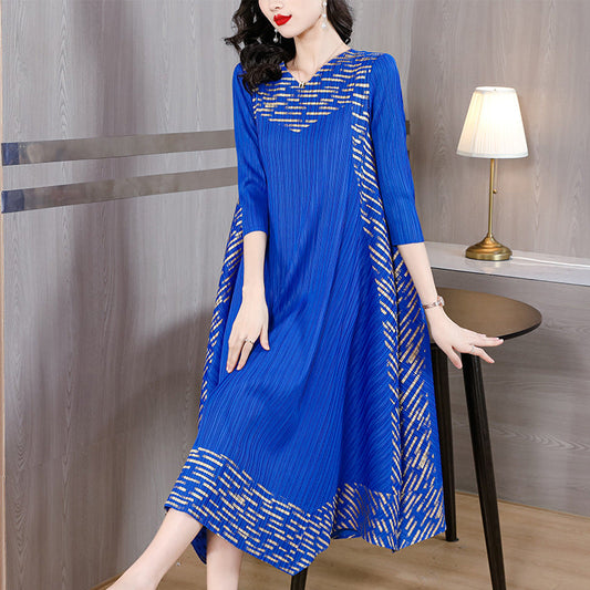 💥Hot Sales-49% OFF🔥Midi Sleeve Pleated V-Neck Loose Dress