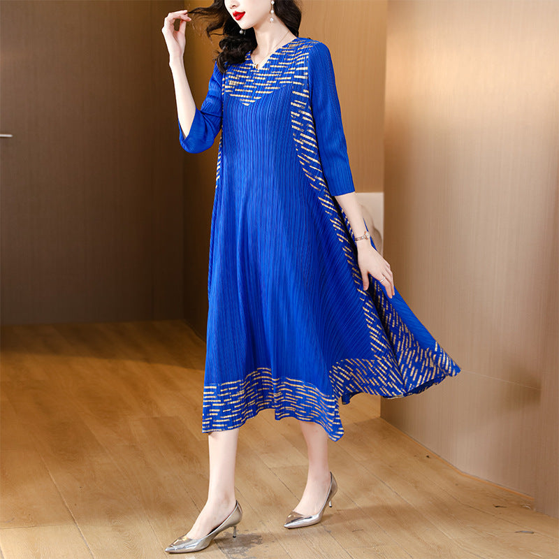 💥Hot Sales-49% OFF🔥Midi Sleeve Pleated V-Neck Loose Dress