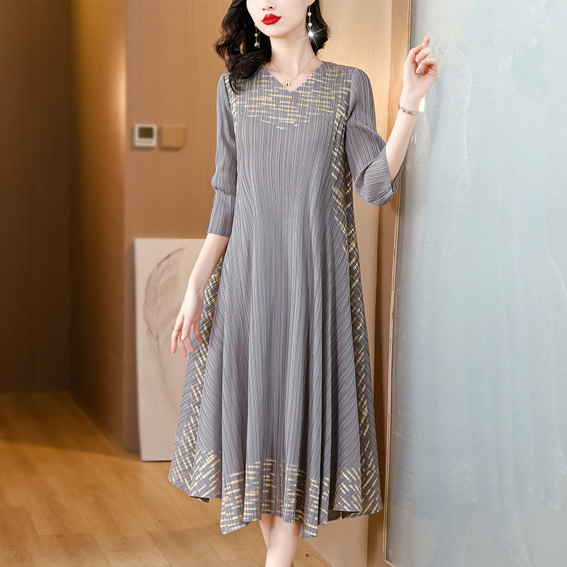 💥Hot Sales-49% OFF🔥Midi Sleeve Pleated V-Neck Loose Dress