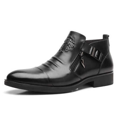 🍂Men's Leather Ankle Boots with Double Side Zipper and Pointed Toe