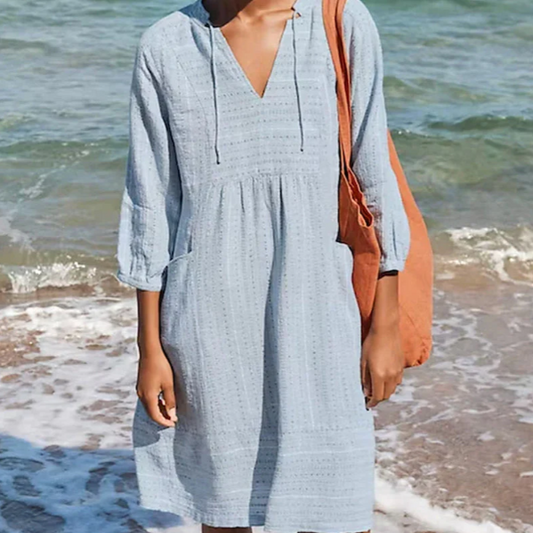 👗Women's Summer V-Neck Cotton Linen Dress💕