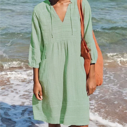 👗Women's Summer V-Neck Cotton Linen Dress💕