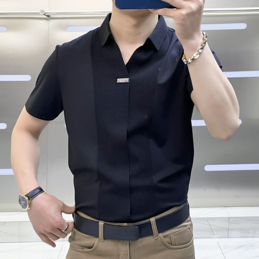 🔥-Men’s Summer Business Casual Patchwork Shirt