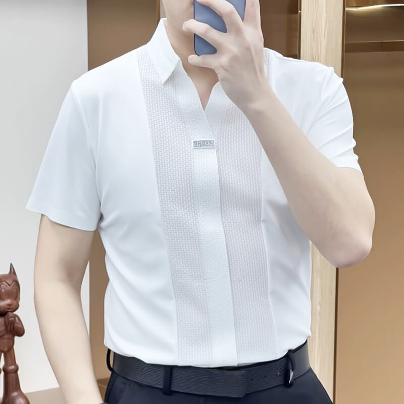 🔥-Men’s Summer Business Casual Patchwork Shirt