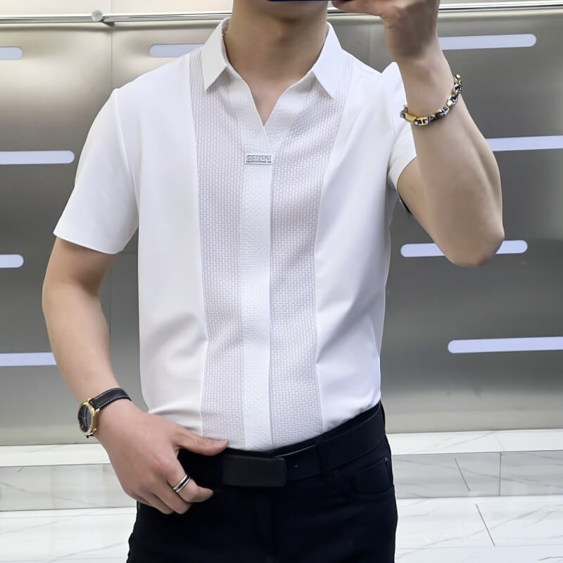 🔥-Men’s Summer Business Casual Patchwork Shirt