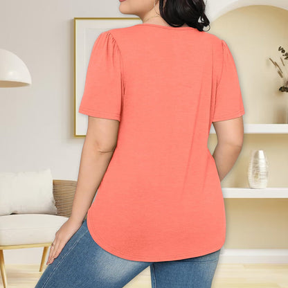 🌈Spring Sale - 49% off✨Women's Summer Round Neck Short Sleeve Pleated T-Shirt