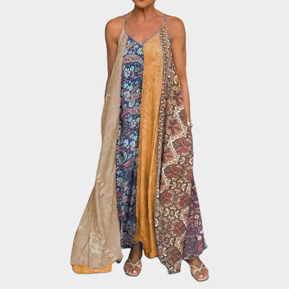 🌈Spring Sale - 49% off✨Women's Print Spaghetti Strap Relax Fit Maxi Dress