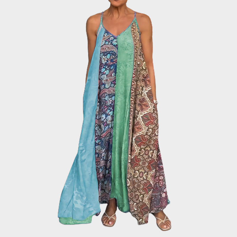 🌈Spring Sale - 49% off✨Women's Print Spaghetti Strap Relax Fit Maxi Dress