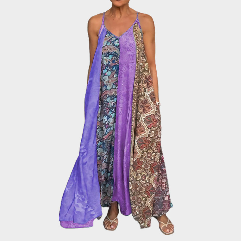 🌈Spring Sale - 49% off✨Women's Print Spaghetti Strap Relax Fit Maxi Dress