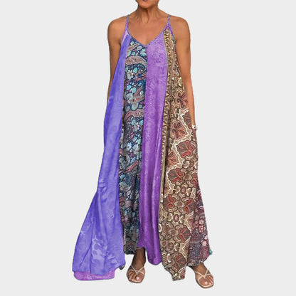 🌈Spring Sale - 49% off✨Women's Print Spaghetti Strap Relax Fit Maxi Dress