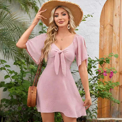 ⏰Limited time offer💕Elegant Deep V Neck Bow-Tie Mini Dress