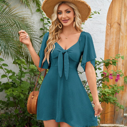 ⏰Limited time offer💕Elegant Deep V Neck Bow-Tie Mini Dress