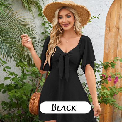 ⏰Limited time offer💕Elegant Deep V Neck Bow-Tie Mini Dress