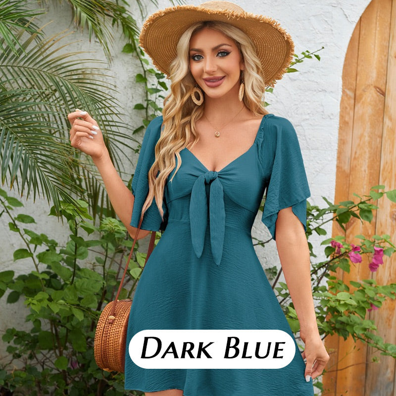 ⏰Limited time offer💕Elegant Deep V Neck Bow-Tie Mini Dress