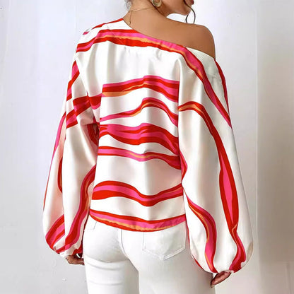 ⏰Limited time offer✨Casual Off-Shoulder Top with Striped Print💕
