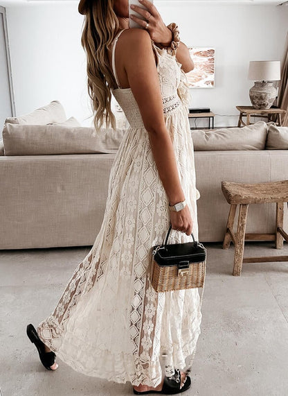 💕V-Neck Lace-Up Strappy Dress