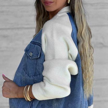 💥Limit Time 49% OFF💕Women's Creative Denim Splicing Jacket