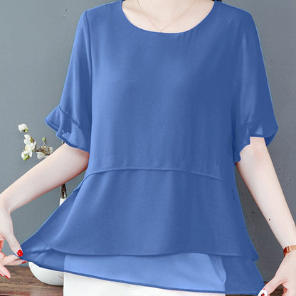 💥Limit Time 49% OFF🍃Women's Summer Elegant Loose Fit Solid Color Top