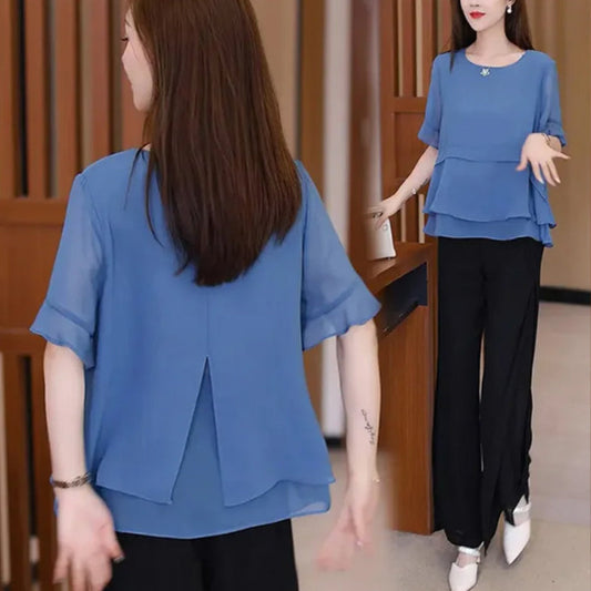 💥Limit Time 49% OFF🍃Women's Summer Elegant Loose Fit Solid Color Top