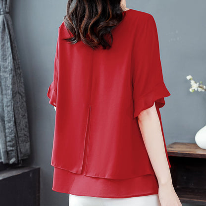 💥Limit Time 49% OFF🍃Women's Summer Elegant Loose Fit Solid Color Top
